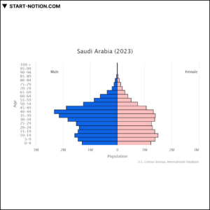 사우디 아라비아 | 유럽 중동 아프리카 | 인구 피라미드 2023