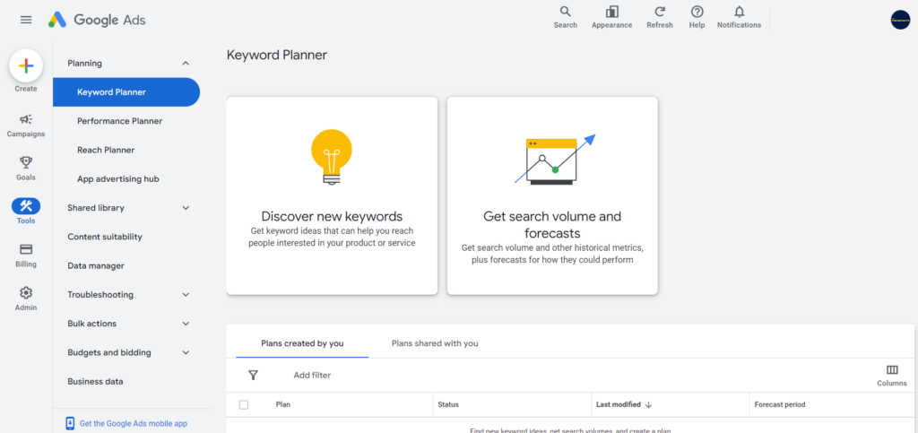 Google Ads Keyword Planner